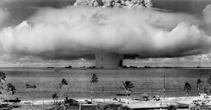 one of two nuclear test explosions set off by the United States at Bikini Atoll in the Marshall Islands in 1946