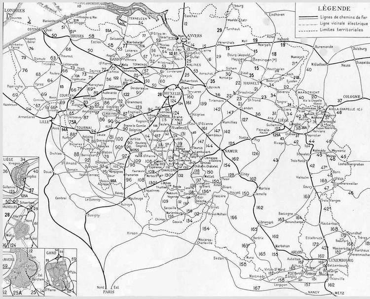 la carte des chemins de fer belges en 1932. Source : oude-spoorlijnen.be