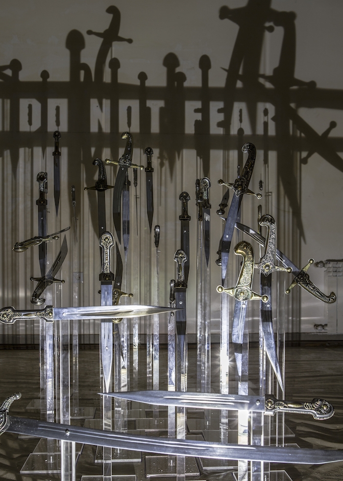 Rashad Alakbarov, Detail from Lion of Fuzuli, 2015, bricks, engraved metal, iron base. 700 X 350 X 85cm. Image courtesy of the artist and YARAT Contemporary Art Centre.